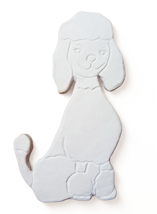Cachorro de cerâmica Poodle (biscoito) para pintura