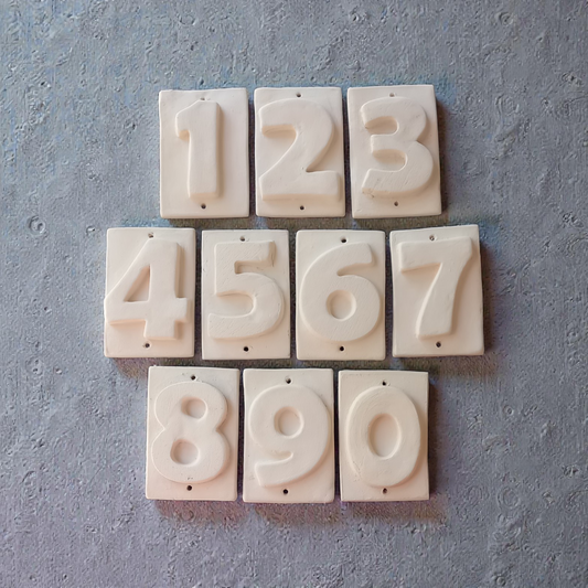 Number for House (biscuit for painting) 10 items 0 to 9