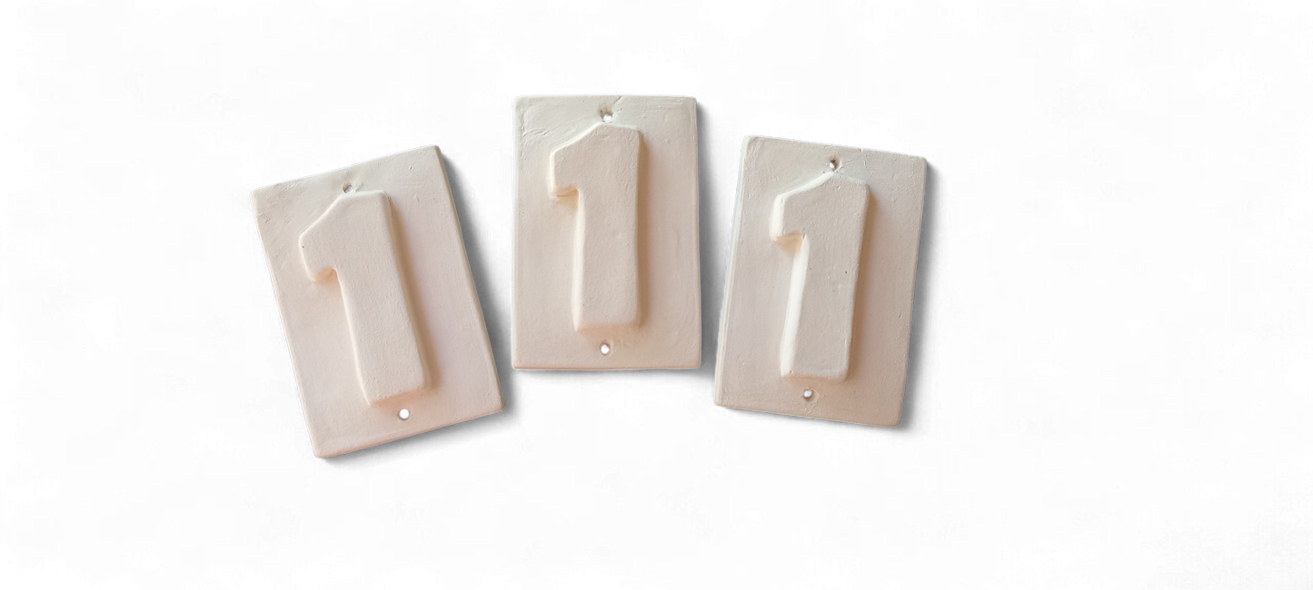 Number for House N.1 (biscuit for painting) 3 items