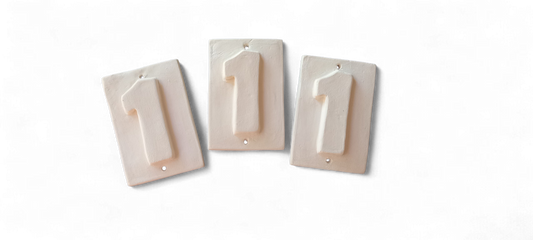 Number for House N.1 (biscuit for painting) 3 items