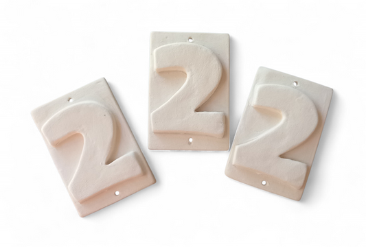 Number for House N.2 (biscuit for painting) 3 items