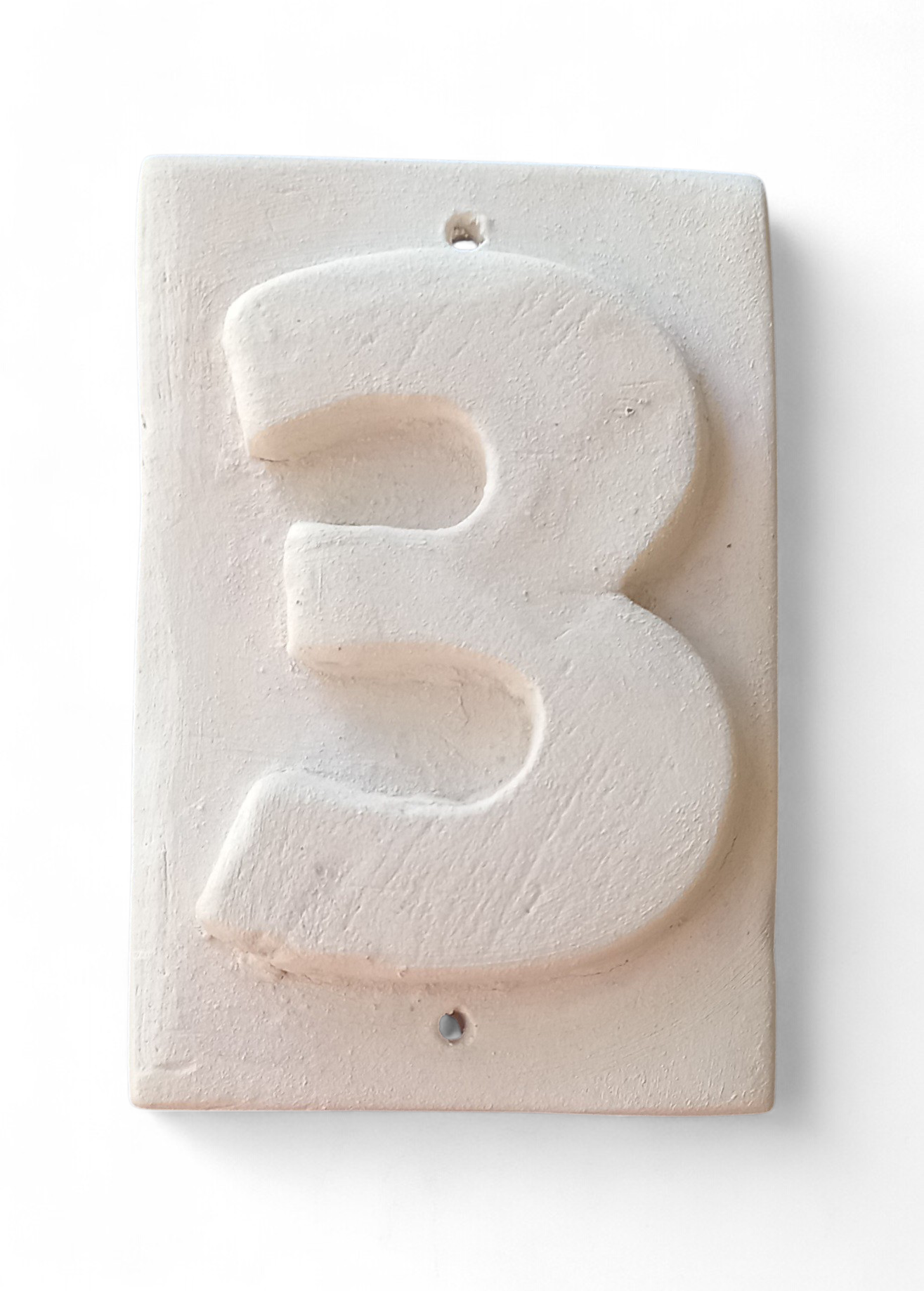 Number for House N.3 (biscuit for painting) 3 items