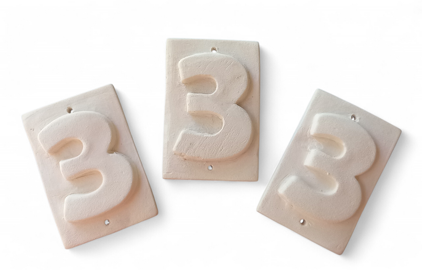 Number for House N.3 (biscuit for painting) 3 items