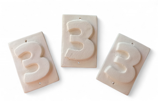 Number for House N.3 (biscuit for painting) 3 items