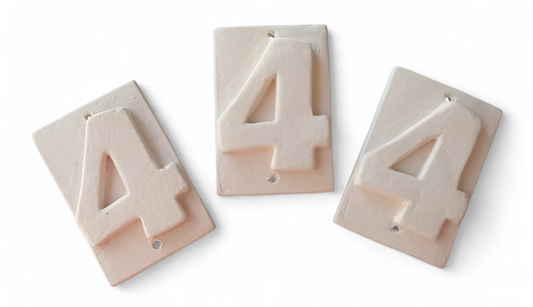 Number for House N.4 (biscuit for painting) 3 items