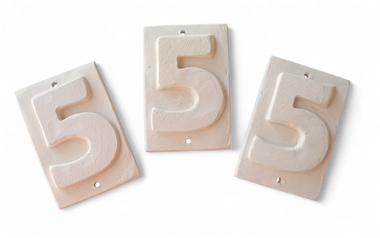 Number for House N.5 (biscuit for painting) 3 items