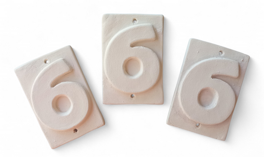 Number for House N.6 (biscuit for painting) 3 items