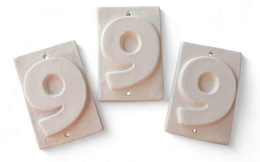 Number for House N.9 (biscuit for painting) 3 items