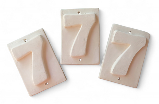 Number for House N.7 (biscuit for painting) 3 items