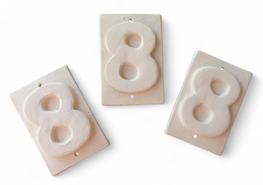 Number for House N.8 (biscuit for painting) 3 items