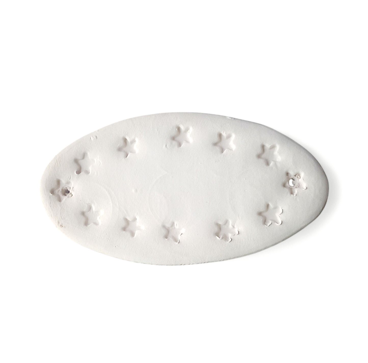 10 ceramic Oval Plaque (with stars) 13x7cm without glaze (biscuit)