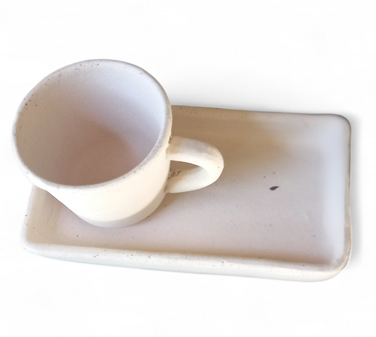 Capuccino cup in ceramic without glaze (biscuit)